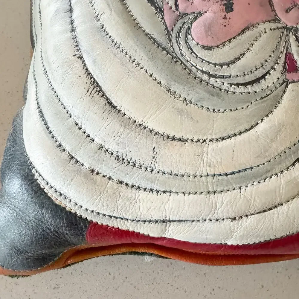 Hand‎ Painted Leather Suede Santa Throw Pillow 12” Christmas